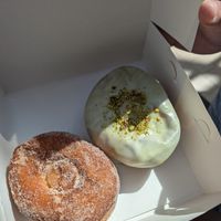 Pistachio and cinnamon sugar doughnuts at Nonna's Deliciously Different in Swansea