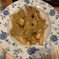 Chips with chip shop curry sauce  at The Bloxwich Showman in Walsall