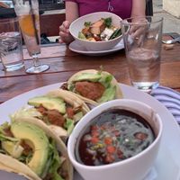 Vegan Quinoa tacos with black beans and my friends KSW (she added meat) at Picasso Cafe on Paseo in Oklahoma City