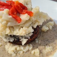 Impossible meatloaf, gravy and mashed potatoes  at Picasso Cafe on Paseo in Oklahoma City