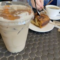 Marsala Chai Latte with oat milk  at Barber Commissary Barista in Indianapolis