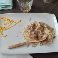 Risotto with truffle and aubergine. at Konoba Mondo in Motovun