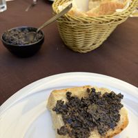 Bread with olive tapenade   at Konoba Mondo in Motovun