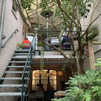 The terrace  at Alfons Koffie & Clothes in De Panne