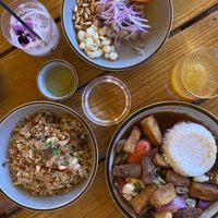 Vegan Chaufa, cebiche, saltados  at Llama Queen in Austin