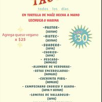 Menú de tacos   at Groovy's Taqueria Vegana in Mexico City