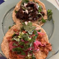 Cochinita y bistec  at Groovy's Taqueria Vegana in Mexico City
