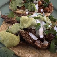 Campechano (chorizo y asada) y bistec  at Groovy's Taqueria Vegana in Mexico City