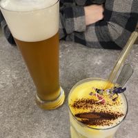 Wheat beer and turmeric latte   at Verde in Karlsruhe