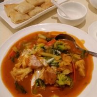 Veggies in curry sauce at Gaia Veggie Shop - Miramar Shopping Centre in Kowloon