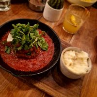 Vegan schnitzel with mash potato at Ours in Pecatu