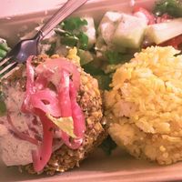 Falafel burger with rice at MindFull Meals in Newburgh