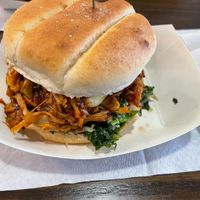 jackfruit bbq sandwich with slaw at Pure Vegan Cafe in Raleigh