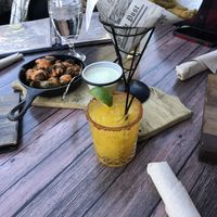 Brussel sprouts and fried green beans  at Oakside Restaurant & Bar in Big Bear Lake