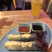 Vegan summer rolls and homemade lemonade   at Bonjour Vietnam in Brno