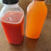 Juices, watermelon and strawberry lemonade at Food From The Heart in Lindsay