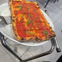 Sicilian vegan pizza with just tomato and basil   at Alfie's in Rocky Point