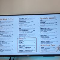 Smoothie and juice menu  at Fresh My Day in New York City