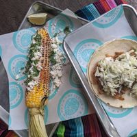 Eloté and Jackfruit Barbacoa Taco. at Westside Cantina in Colorado Springs