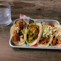 Jackfruit barbacoa, Chile lime tofu, fried avocado, and Chipotle portobello tacos at Westside Cantina in Colorado Springs