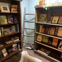 perfect little library for when sipping a freshly made tonic at Elder Apothecary in Ashland