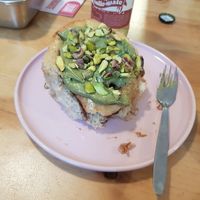 Cinnamon roll with peanut cream 🤤 at Der Dicke Schmidt - Neustadt in Dresden