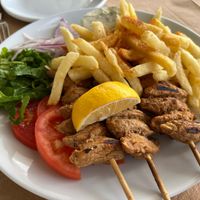 Meatless skewers €9.50  at Yasouvlaki in Naxos