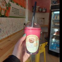 Fresh beet juice at 18Karrots Caffé in Safed