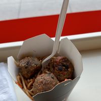 Vegan spaghetti and meatballs, regular size  at Mom's Spaghetti in Detroit