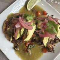 Vegan tostados   at Three Bird Cafe in Eureka Springs