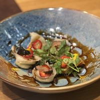 Shiitake Edamame Dumplings at Traveler's Table in Houston