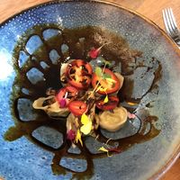 Dumpling appetizer (they’ll give you chop sticks upon request)   at Traveler's Table in Houston