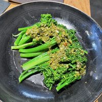 Broccolini w chimichurri - I would argue this was as good as my entree. So amazing.   at Traveler's Table in Houston