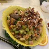 Mixed veg chop suey in birds nest  at Po Kong Vegetarian Restaurant in Vancouver