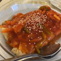 Bean curd sheet with sweet and sour  at Po Kong Vegetarian Restaurant in Vancouver