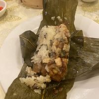 Inside the banana leaf sticky ricee  at Po Kong Vegetarian Restaurant in Vancouver