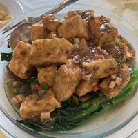Thousand tofu with Chinese broccoli   at Po Kong Vegetarian Restaurant in Vancouver