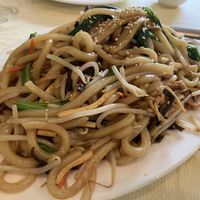 Shanghai style fried thick rice noodles   at Po Kong Vegetarian Restaurant in Vancouver