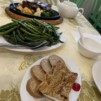 Bean curd & seitan side, green beans  at Po Kong Vegetarian Restaurant in Vancouver