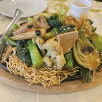 Sizzling Chow Mein at Po Kong Vegetarian Restaurant in Vancouver