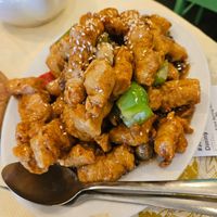 Bean curd skin rolls in black bean sauce at Po Kong Vegetarian Restaurant in Vancouver
