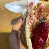 Pickled white eggplant at Maoz - Damrak in Amsterdam