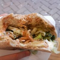 already took a bite but gawd dayum the chilli sauce at Maoz - Damrak in Amsterdam