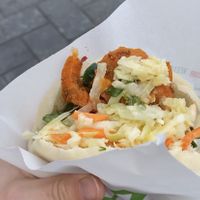 pita with falafel and salad   at Maoz - Damrak in Amsterdam