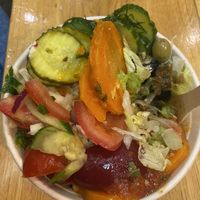 Salad bowl 6,90€ you can fill yourself one time with everything you want ! Really tasty ✨  at Maoz - Damrak in Amsterdam