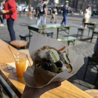 Aubergine and hummus pitta  at Maoz - Damrak in Amsterdam