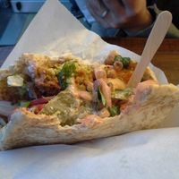 Falafel with hummus at Maoz - Damrak in Amsterdam