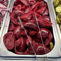 Unknown vegetable on the salad bar  at Maoz - Damrak in Amsterdam