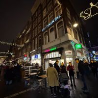 store front #Veganuary at Maoz - Damrak in Amsterdam