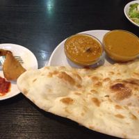 Curry and naan set meal at Shama Vegetarian Indian Restaurant in Osaka